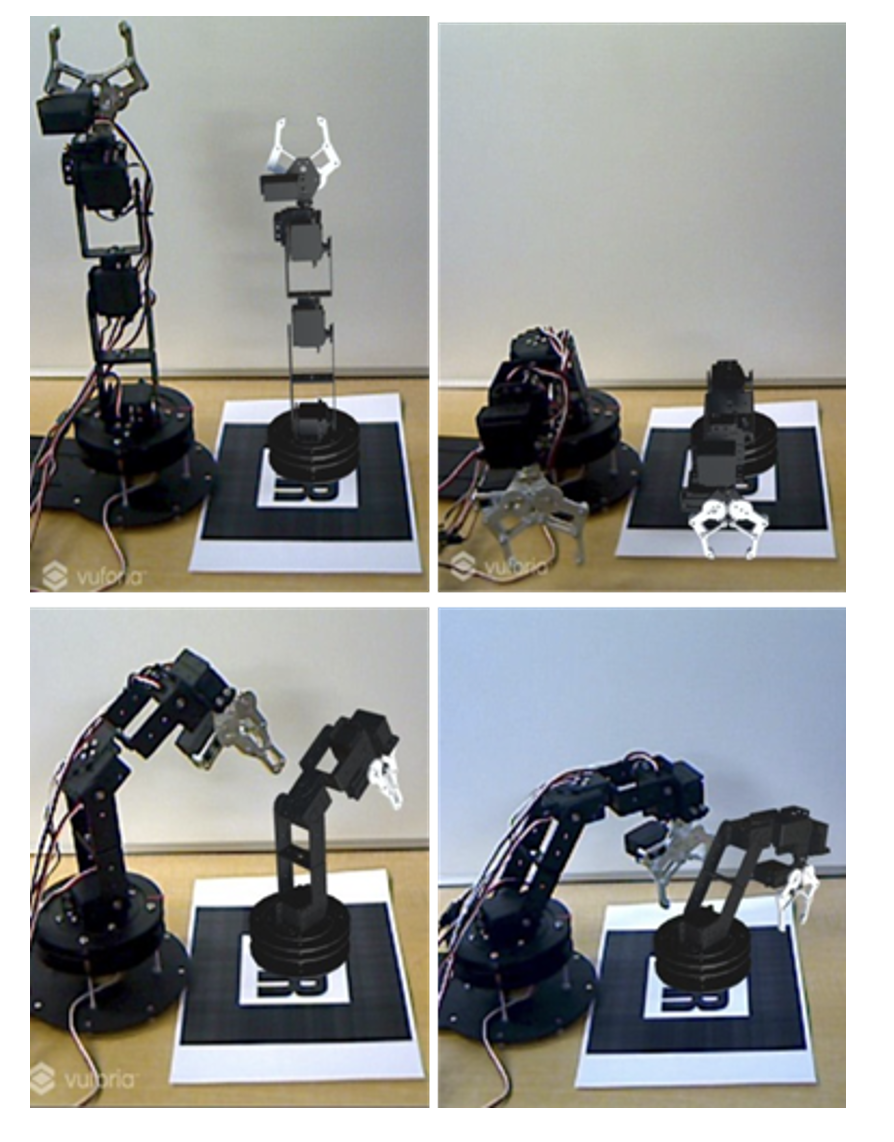 ロボットアームのデジタルツイン<br>（左：フィジカルモデル，右：バーチャルモデル）